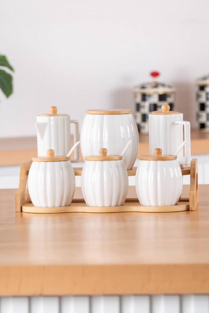 Tamara 6 Porcelain Spice/Oil Set - 1