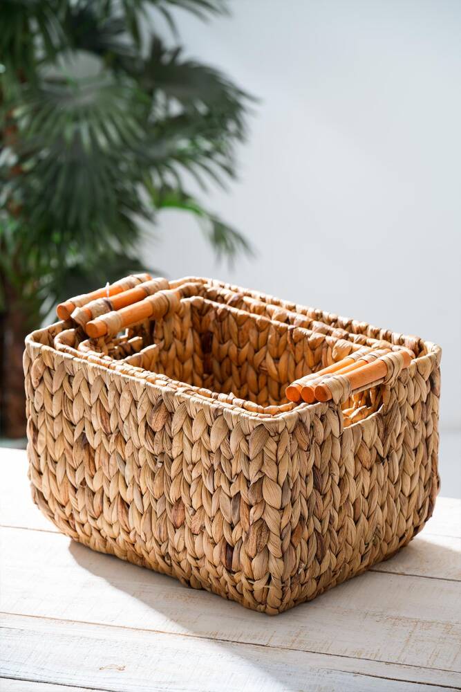 Wicker 3 lü Dekoratif Hasır Sepet - 1