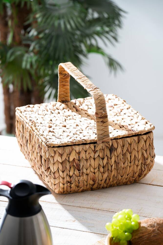 Wicker Kapaklı Hasır Piknik Sepeti - 32 cm - 1