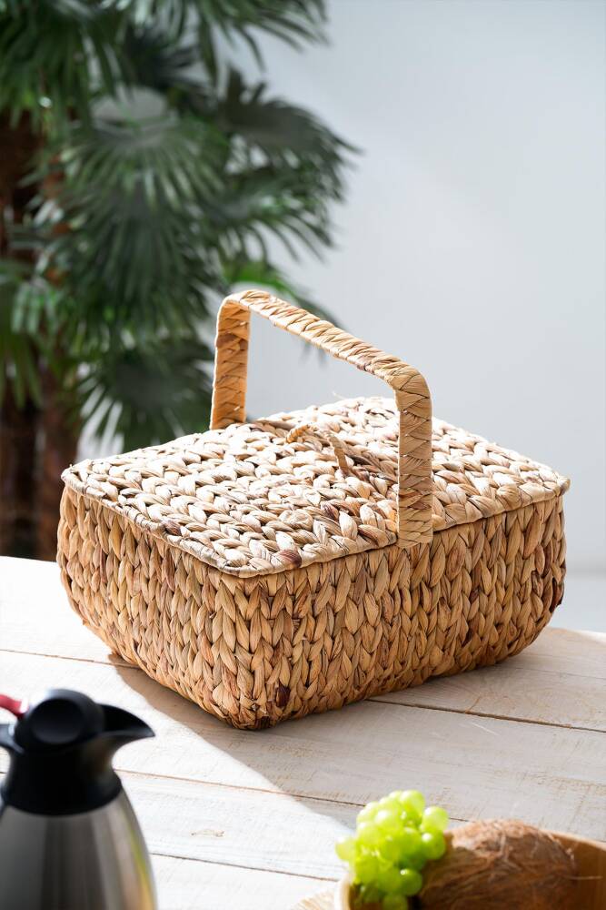 Wicker Kapaklı Hasır Piknik Sepeti - 36 cm - 1