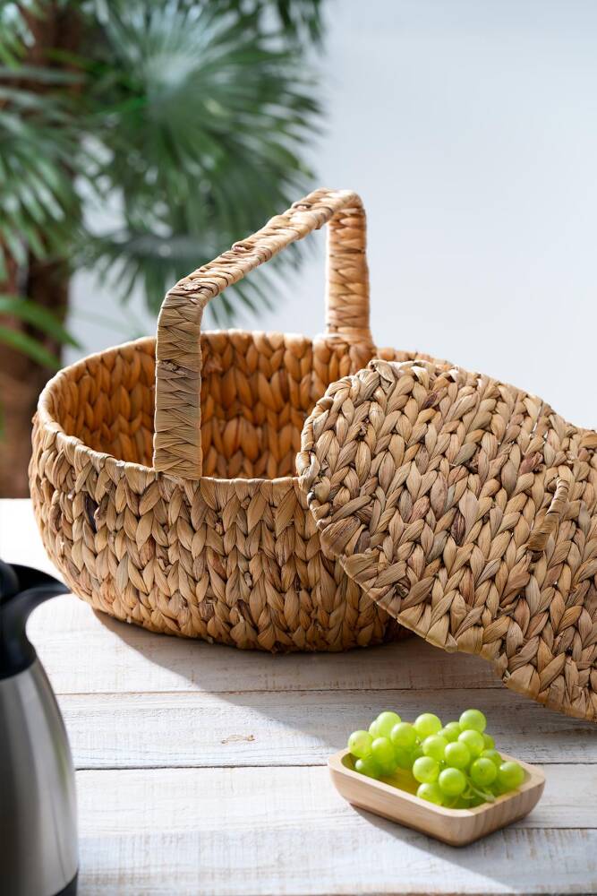 Wicker Kapaklı Hasır Piknik Sepeti - 38 cm - 2